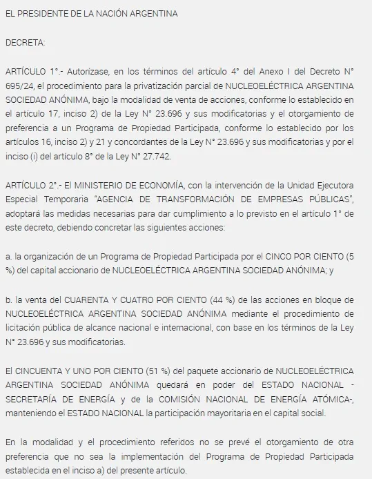 decreto milei